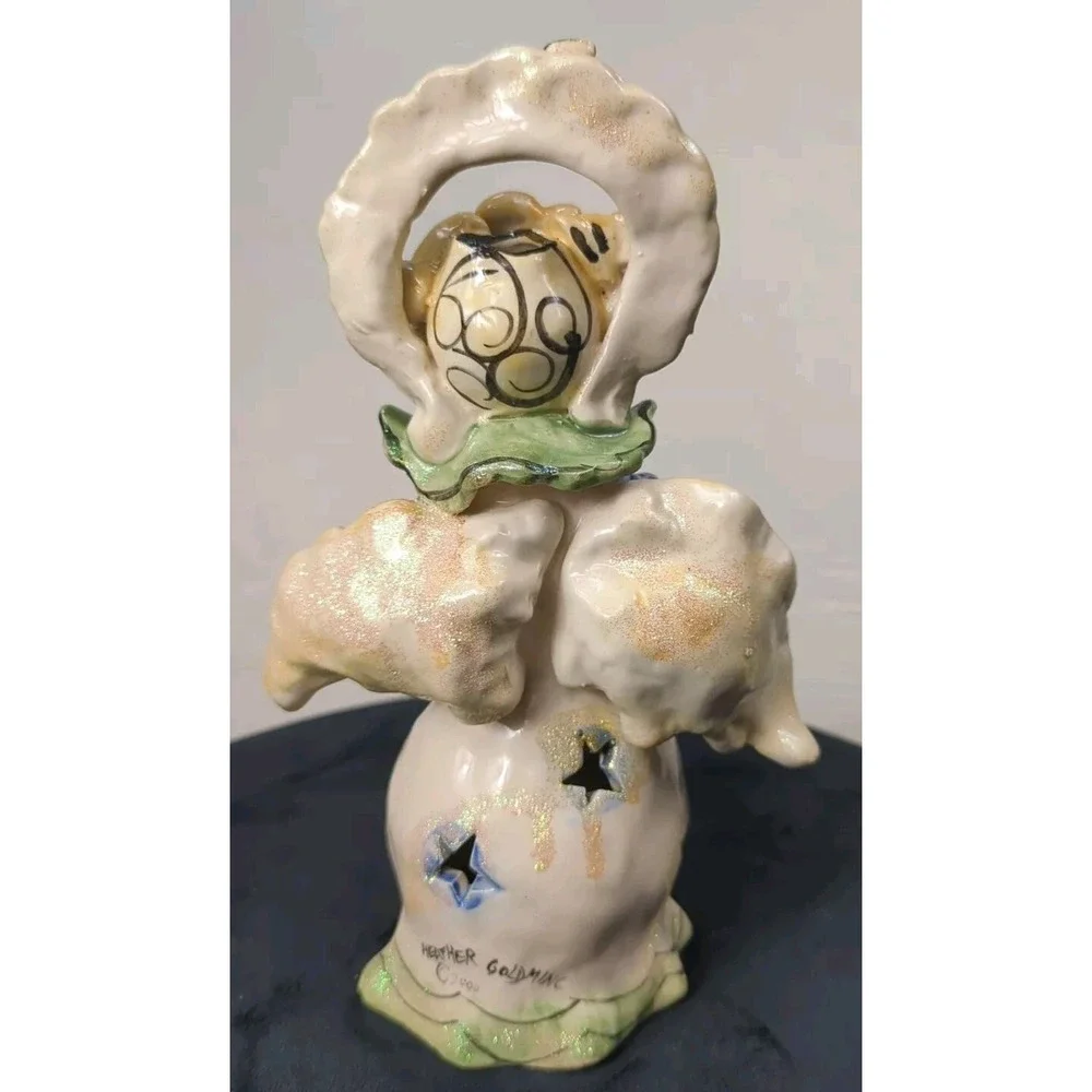 2000 Blue Sky‎ Clayworks Heather Goldminc Christmas Angel Caroler Votive Holder